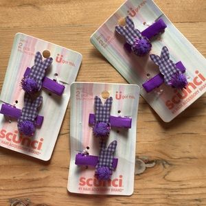 Purple Gingham Plaid Bunny Hair Clips by Scunci